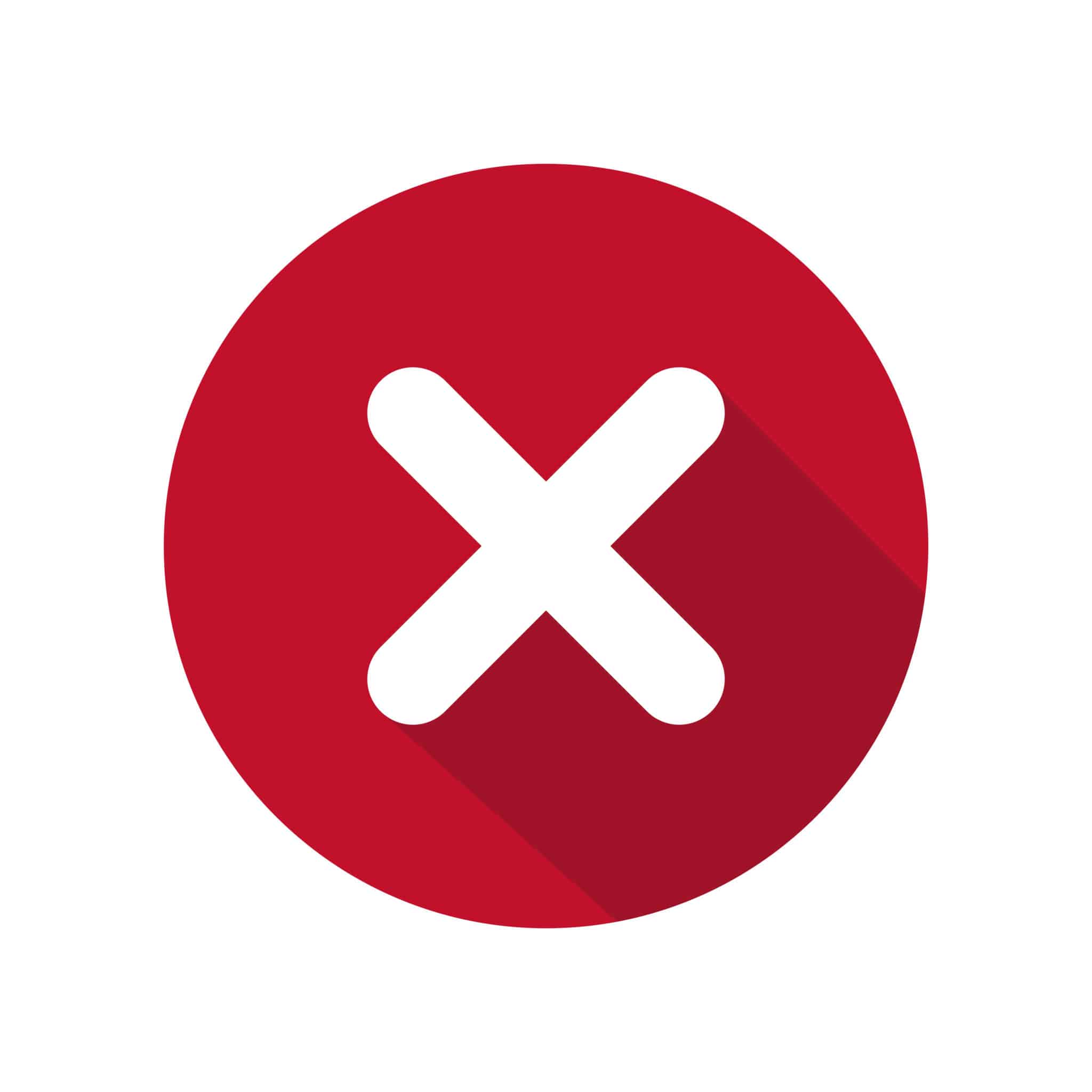 Icône de croix rouge indiquant une erreur ou un refus sur le site MTB Menuiserie Peinture en Normandie